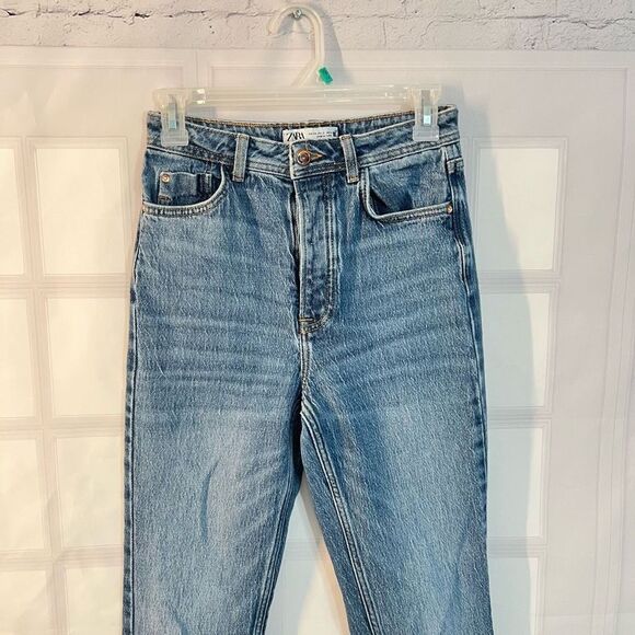 Zara high waisted button fly slit leg frayed hem size 2 - Picture 3 of 12